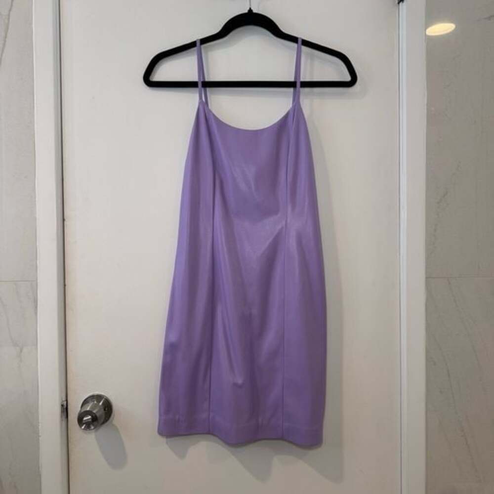 Alice + Olivia Lavender Purple Vegan Leather Mini Dress - Picture 3 of 8